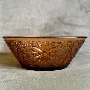 Vintage Tiara Sandwich Amber Glass Serving Bowl